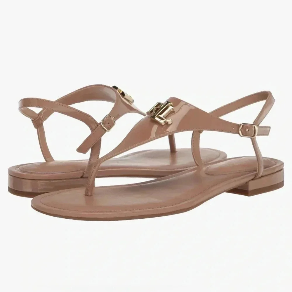 Lauren Ralph Lauren Nude Sandals with Gold Buckle